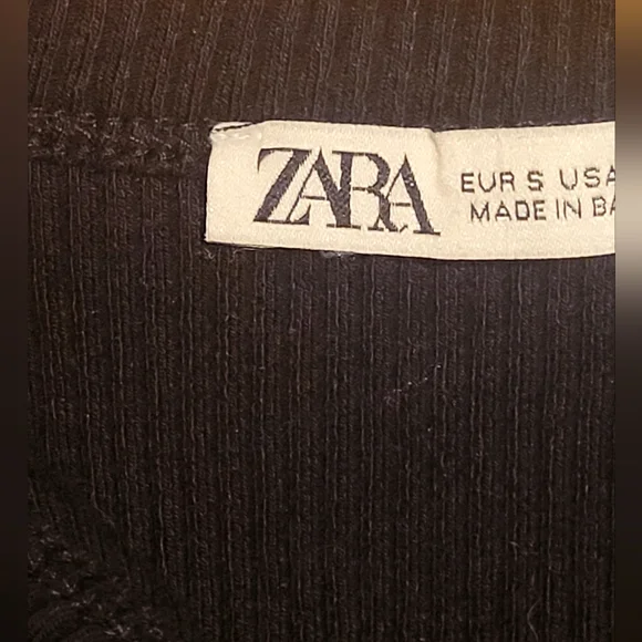 ZARA - Black Ribbed Racer Back Crop Top - Picture 6 of 8